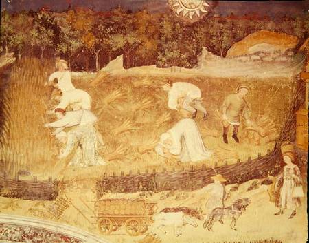 The Month of August, detail of the harvest from Italian pictural school
