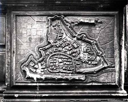 Relief Map from the Church Facade showing the Fortress Town of Modon during the Candian War 1645-69 from Italian pictural school
