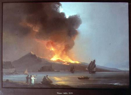 Vesuvius Erupting in 1820 from Italian pictural school
