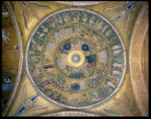 The Creation of the World, from the Genesis Cupola in the atrium (mosaic) from Italian School, (13th century)