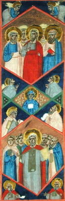A frieze with medallions depicting Christ, St. Peter, St. Paul and the Disciples, and the Virgin Mar from Italian School, (14th century)