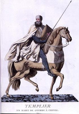 Mounted Knight Templar in Battledress, 1783 (colour litho)