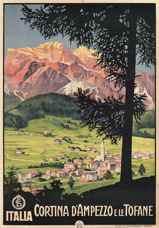 Poster of Cortina d'Ampezzo e le Tofane, printed by L. Salomone, Rome from Italian School, (20th century)