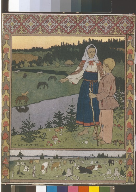 Illustration to the fairytale Alyonushka and Ivanushka from Ivan Jakovlevich Bilibin