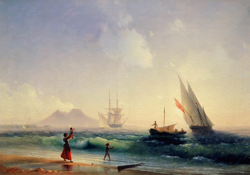 Fishermen welcome on the shore of the Bay of Naples from Iwan Konstantinowitsch Aiwasowski