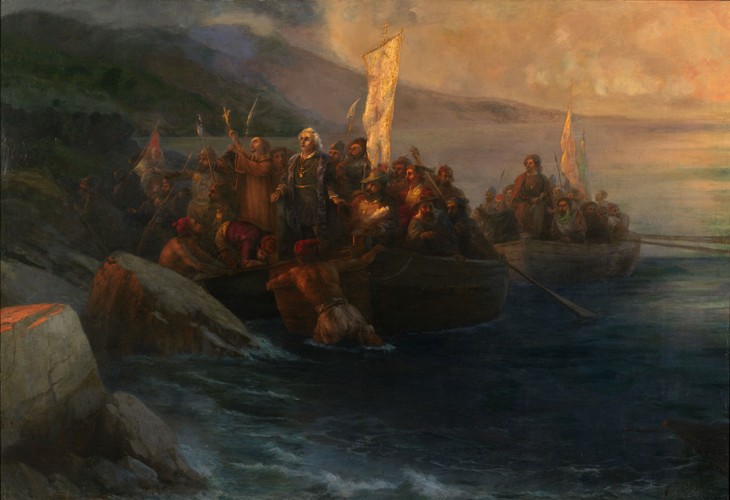 The Disembarkation of Christopher Columbus on San Salvador, 12th October 1492 from Iwan Konstantinowitsch Aiwasowski