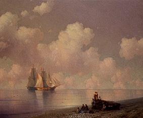 Coastal landscape with fishermen and sailing ships from Iwan Konstantinowitsch Aiwasowski