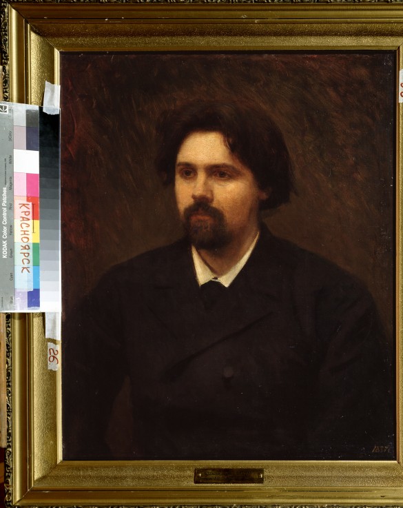 Portrait of the artist Vasily Surikov (1848-1916) from Iwan Nikolajewitsch Kramskoi