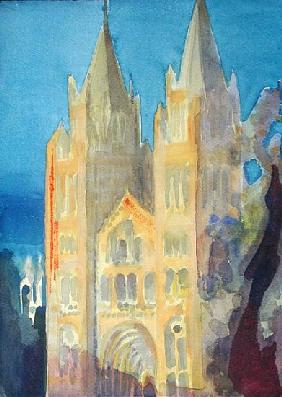 Main Entrance of The Natural History Museum, London, Sunset, 1994 (w/c on paper) 