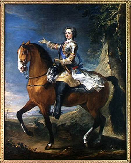 Equestrian Portrait of Louis XV (1710-74) at the age of thirteen from J. B. Parrocel