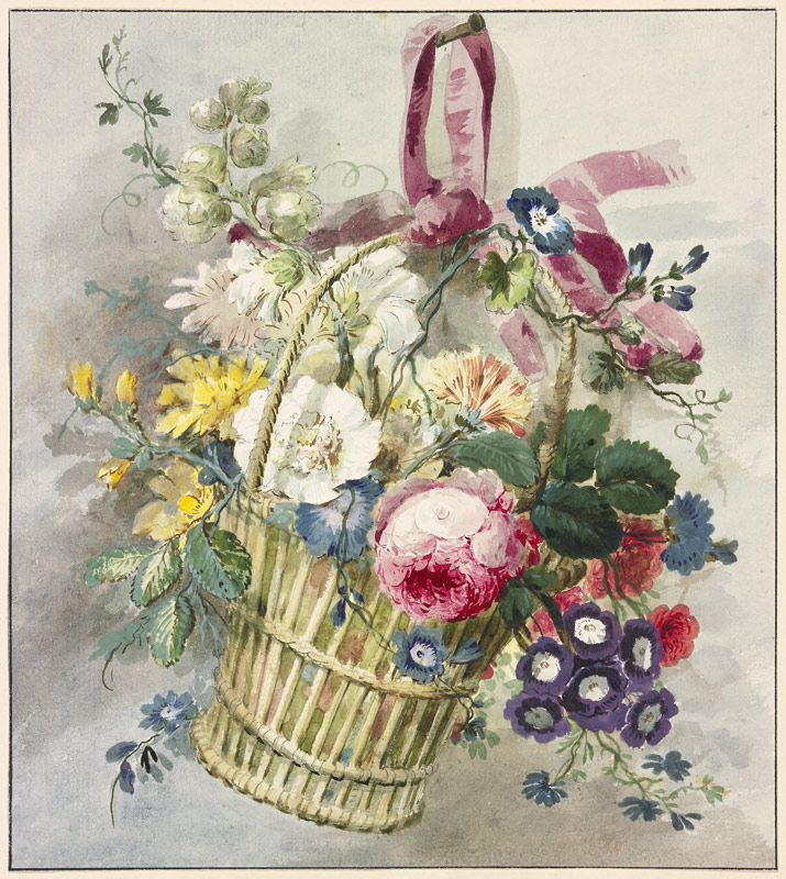 Blumenstrauß in einem aufgehängten Körbchen from J. H. van Loon