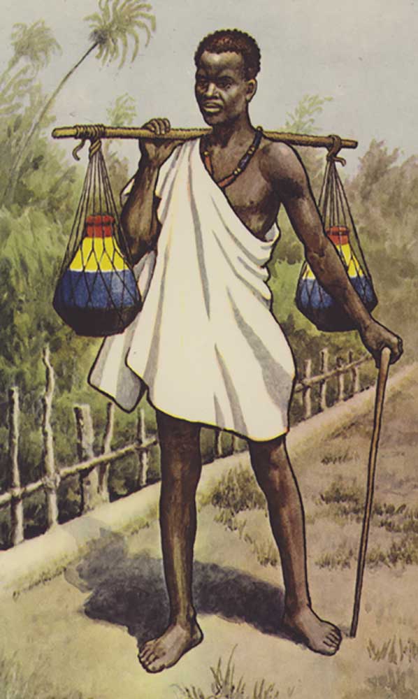 Uganda native carrying milk from J. Macfarlane