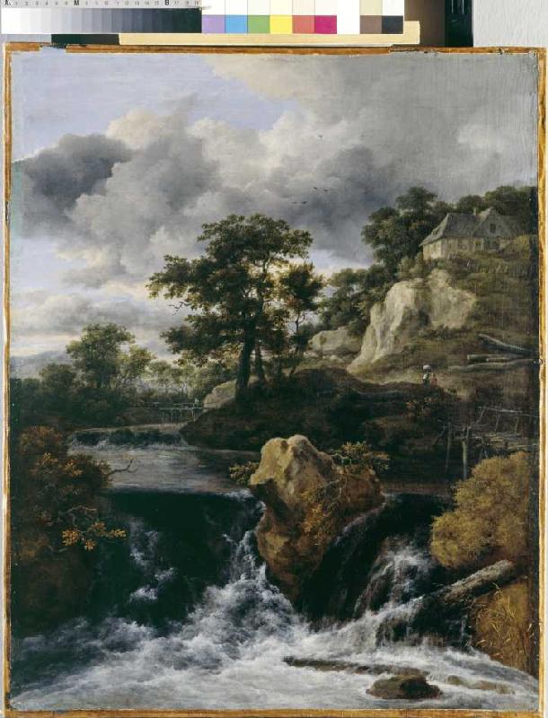 Hügellandschaft mit Wasserfall from Jacob Isaacksz van Ruisdael