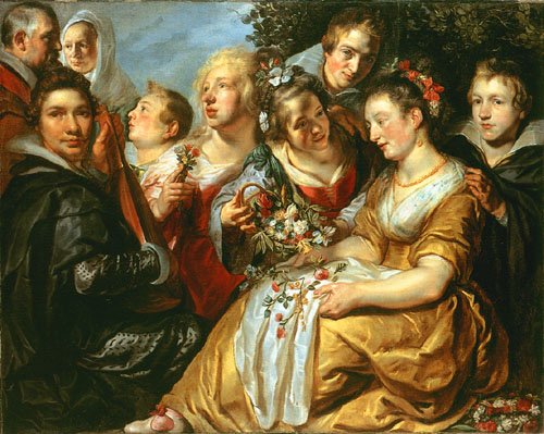 The artist with the family of his father-in-law Adam van Noort from Jacob Jordaens