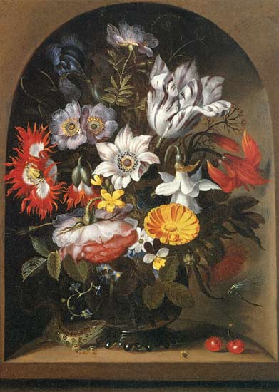 Bouquet of flowers in a niche from Jacob Marrel