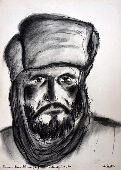 Rahman Shah, Kabul, Afghanistan, 14th February 2002 (charcoal on paper)  from Jacob  Sutton
