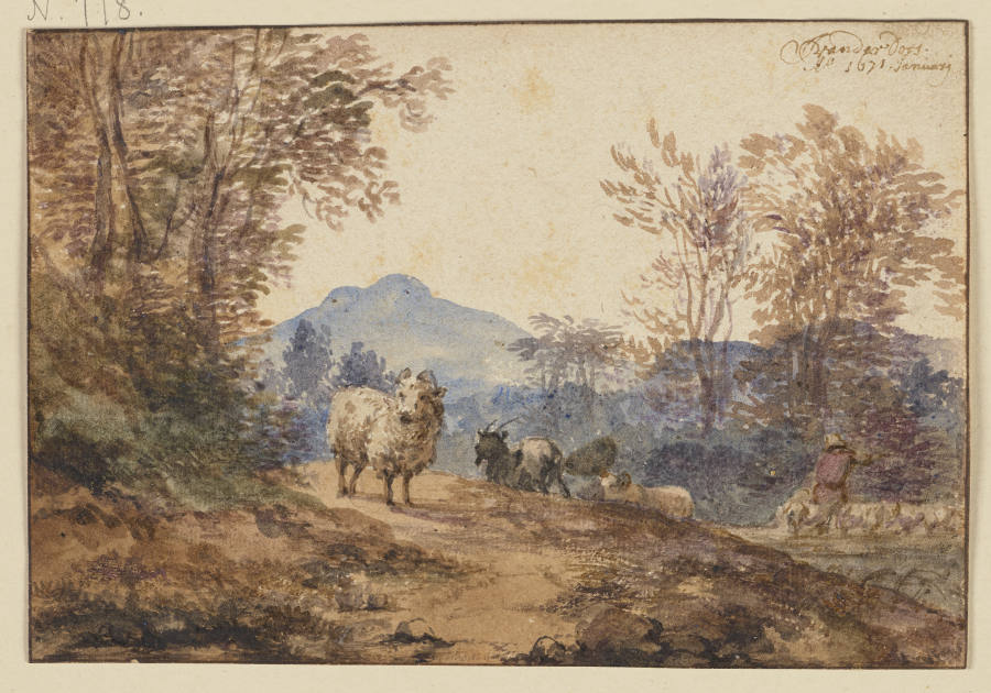 Landschaft mit Schafen und Ziegen from Jacob van der Does d. Ä.