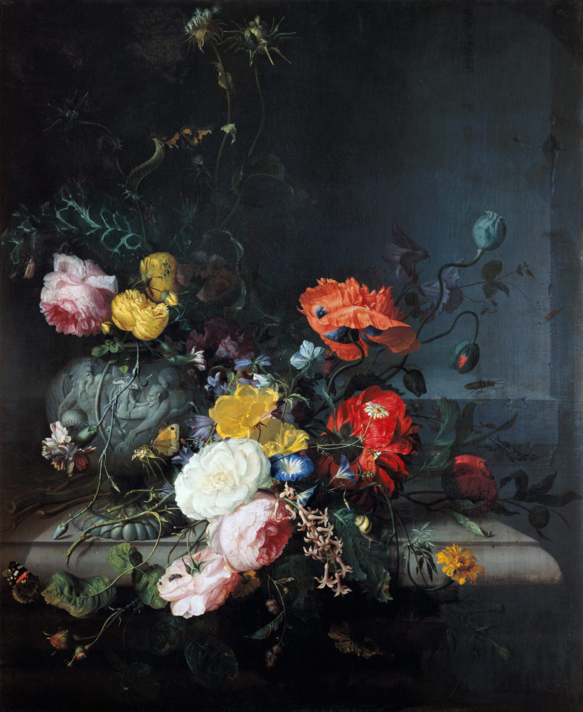 Still Life with Flowers and Insects from Jacob van Walscapelle
