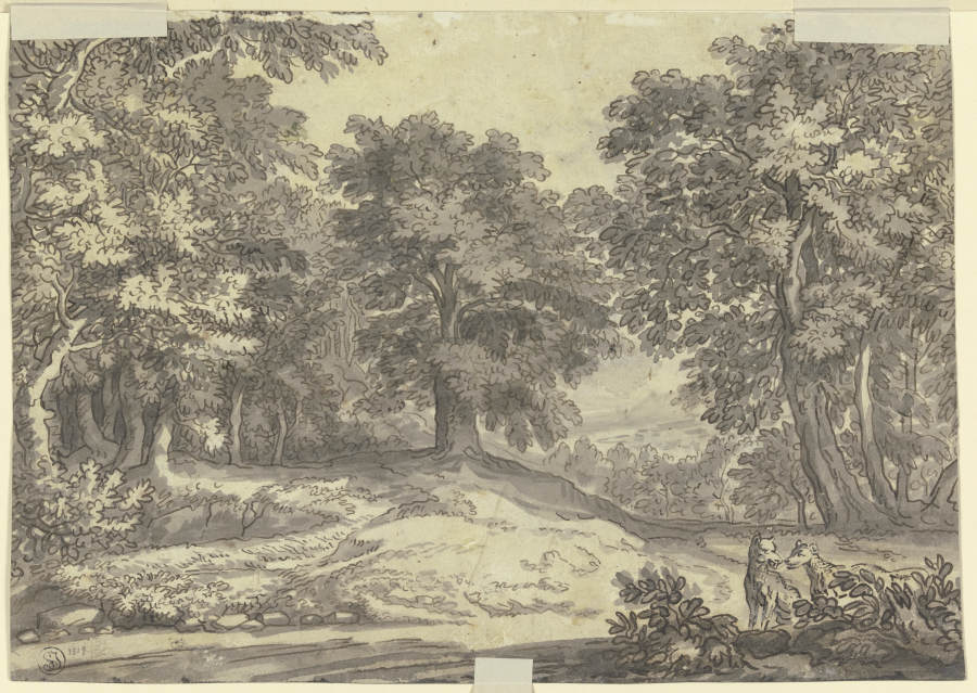 Landschaft mit zwei Hunden from Jacobus van Liender