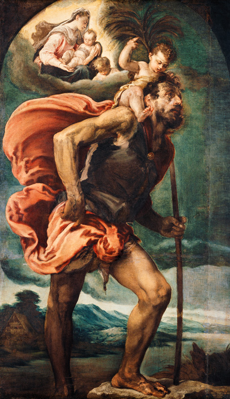 Saint Christopher - Jacopo Bassano as art print or hand painted oil.
