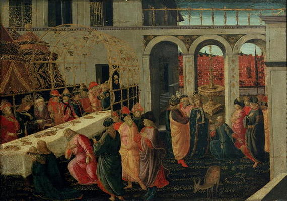 The Banquet of Ahasuerus (tempera on panel) from Jacopo del Sellaio