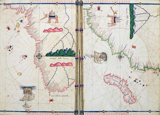 Ms Ital 550.0.3.15 fol.4v-5r Map of Africa and the Cape of Good Hope, from the 'Carte Geografiche' ( from Jacopo Russo