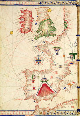 Ms Ital 550.0.3.15 fol.2r Map of Europe, from 'Carte Geografiche' (vellum) from Jacopo Russo