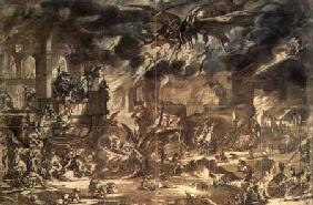 The Temptation of St. Anthony, 1630s (black chalk, pen and ink, brown