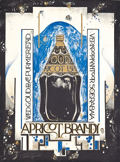 Poster advertising apricot brandy, for the wine and sherry seller Oud from Jacques Jongert