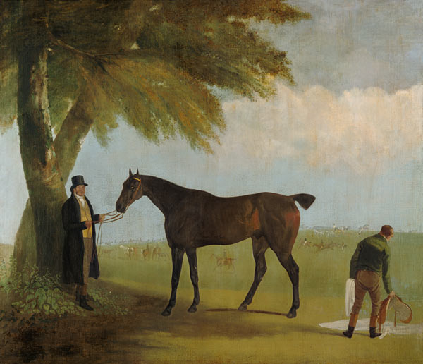 Malcolm Greame with a thoroughbred horse. from Jacques-Laurent Agasse