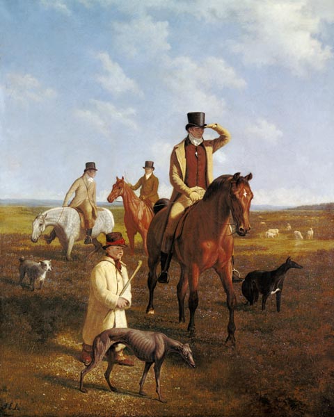 The portrait Lord Rivers to horse with his friends from Jacques-Laurent Agasse
