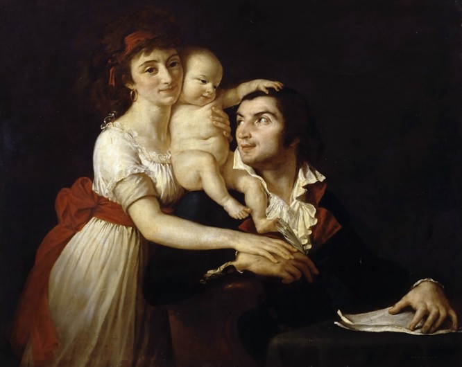 Camille Desmoulins with his wife Lucile and child from Jacques Louis David