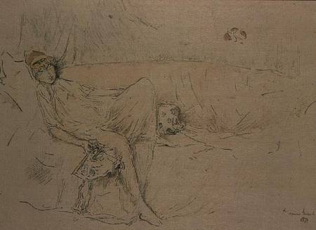 Draped figure reclining (litho) from James Abbott McNeill Whistler