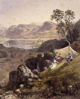 Thirlmere and Wythburn, detail of a sketching party, from 'The English Lake District'