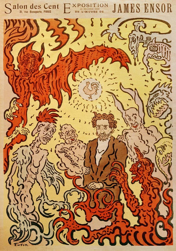 Demons Teasing Me (Démons me turlupinant). Poster for the James Ensor Exhibition at the Salon des Ce from James Ensor