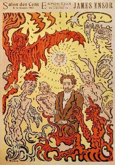 Demons Teasing Me (Démons me turlupinant). Poster for the James Ensor Exhibition at the Salon des Ce