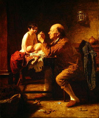 A Stitch in Time, 1862 (oil on canvas) from James Hayllar