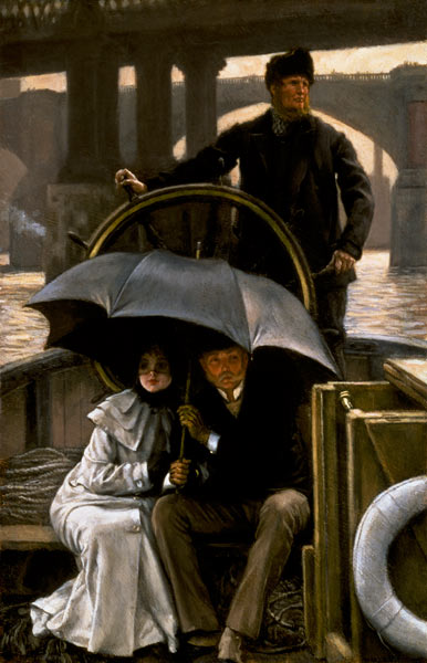 On the ferry boat in the rain. from James Jacques Tissot