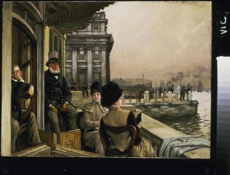 On the terrace of the Trafalgar tavern old in Greenwich. from James Jacques Tissot