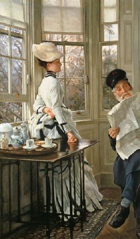 J.J.J.Tissot, Reading the News, c.1874