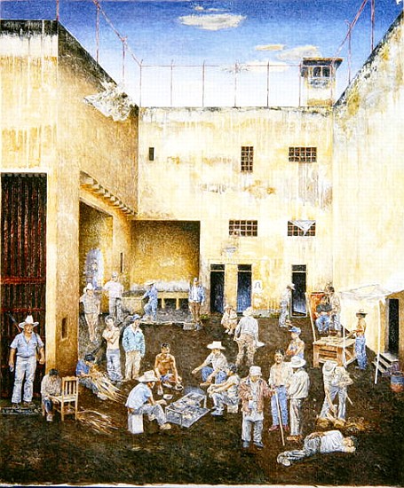 Prison Compound, 1986 (oil on canvas)  from  James  Reeve