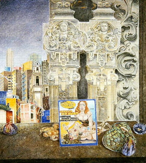 Still Life with Pornographic Magazine and Baroque Landscape, Mexico City, 2003 (oil on canvas)  from  James  Reeve