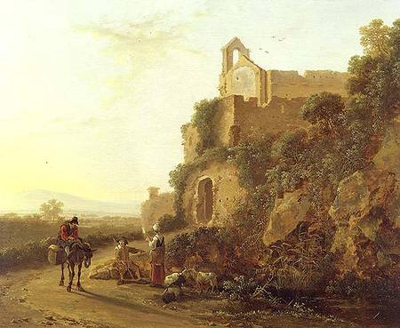 An Italianate landscape with figures on a path from Jan Both