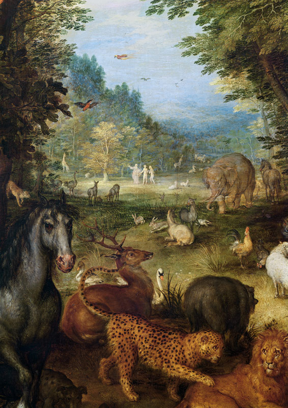 Earth, or The Earthly Paradise, detail of animals from Jan Brueghel d. Ä.