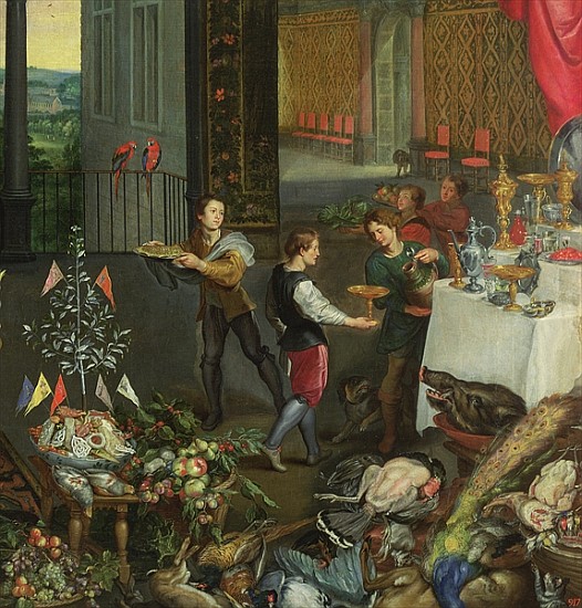 Allegory of Taste, detail of servers bringing wine, 1618 (detail of 61052) from Jan Brueghel d. Ä.