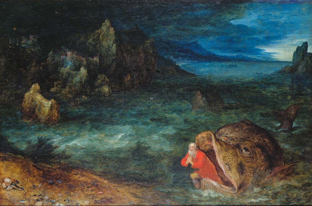 Jona gets out of the whale fish. from Jan Brueghel d. Ä.