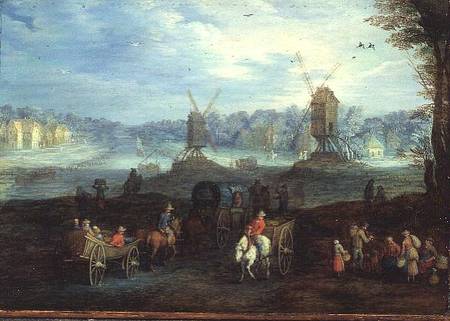 Landscape with Windmills (panel) from Jan Brueghel d. Ä.
