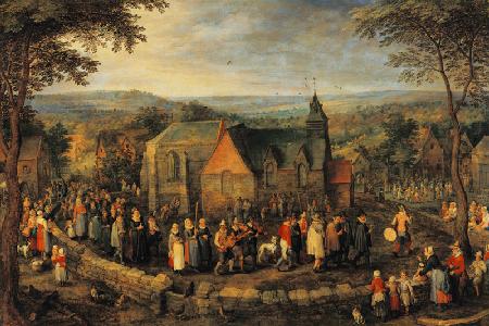 The wedding procession in the country