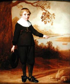 Portrait of a Seven-year old Boy in a River Landscape