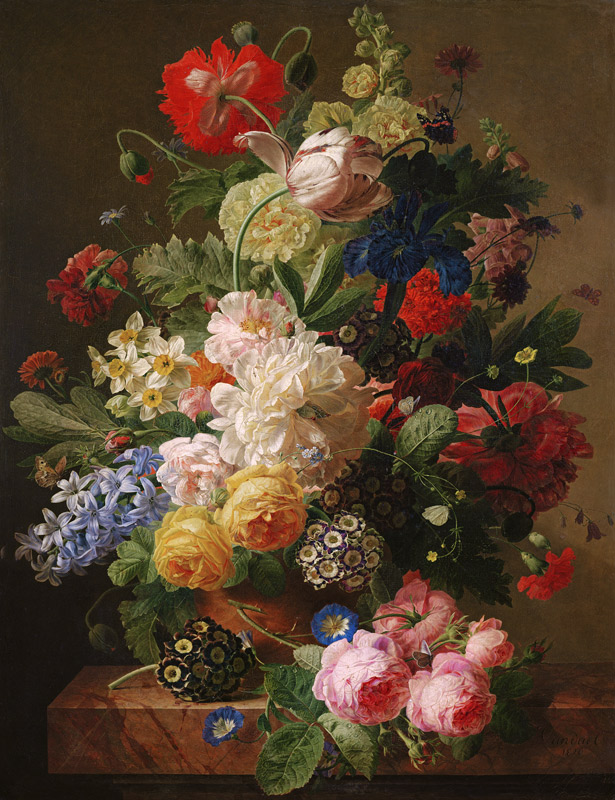 Flowers in a vase on a marble console table from Jan Frans van Dael